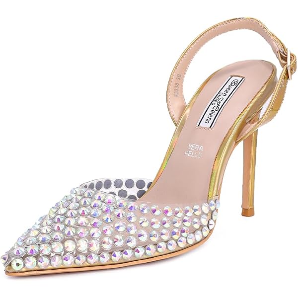 Sandali Eleganti Donna QUEEN HELENA Con Strass E Cinturino - Tacco 6.5 Cm, Ecopelle, Per Matrimoni E Cerimonie