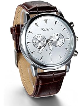 JewelryWe Herren Armbanduhr, Wasserdicht Analog Quarz, Vintage Business Uhr mit Leder Armband, Braun