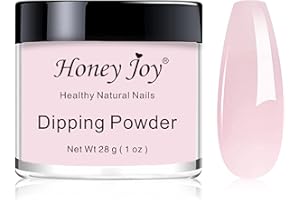 HONEY JOY 28g/Box Fine Dipping Powder French Manicure Foundation Colors Pink and White Dip Powder Nails,No UV Led Cure,1oz per box,Clear Natural Pink…
