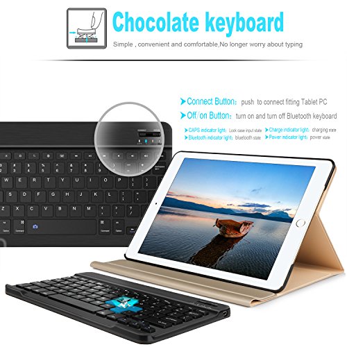 IVSO iPad Pro 10.5 QWERTZ Tastatur, Abnehmbare Wireless Bluetooth Tastatur Schutzhülle mit Standfunction Für Apple iPad Pro 10.5 Tablet, Gold - 2