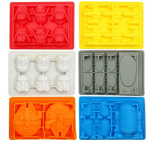 iNeibo kitchen Star Wars Eiswürfelform – 6 verschiedene Formen im Set - 100% Lebensmittelsilikon- BPA frei- FDA-zugelassenen- für Eiswürfel, Schokolade, Süßigkeiten, Götterspeise- 30 Tage rückgaberecht und 1 Jahre Garantie