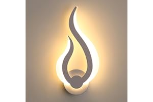 Comely Applique Murale Interieur LED, Créative Applique Murale LED en Forme de Flamme, Moderne Lampe Murale Intérieur Lumière Chaude 3000K pour Salon, Chambre, Couloir, Escalier