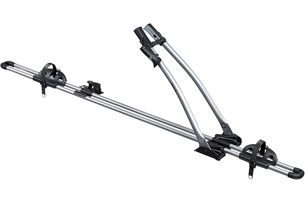 Thule FreeRide, Porte-vélos de toit entrée de gamme fonctionnel et facile à utiliser pour transporter vos vélos en position verticale 532002 Argent