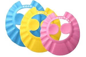 ericotry 3pcs Soft Adjustable Shampoo Shower Bath Bathing Protection Cap Hat Wash Hair Shield Hat for Toddler's Baby Children & Kids to Keep the Water Out of Their Eyes & Face(Color Random)