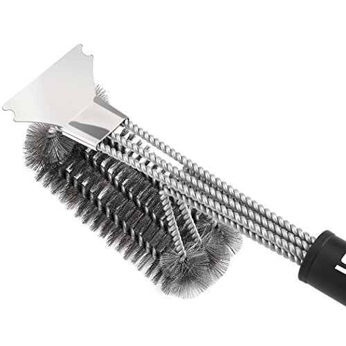 SIEGES BBQ Grillbürste mit integriertem Reinigungsschaber,3 Edelstahlbürsten in 1,360° Reinigung,18″ Extra Langer PP Wärmedämmung Griff, Perfekt für Outdoor und Camping - 5