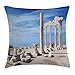 Produktbild VICKKY Antique Throw Pillow Cushion Cover, Ancient Greek Temple Clear Blue Sky Historical Place and Ruins Cultural Heritage, Decorative Square Accent Pillow Case, 18 X 18 inches, Beige Blue