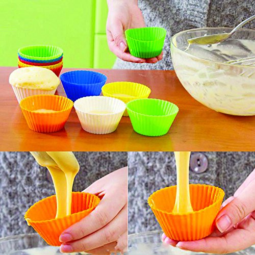 Goodlucky365 24 Stück Silikon Muffinform Backform Cupcake Muffinförmchen Silikon Muffin Form(8 Stück Rund, 8 Stück Herz, Stück Rechteck) Hitzebeständig 480°F Backenform - 6