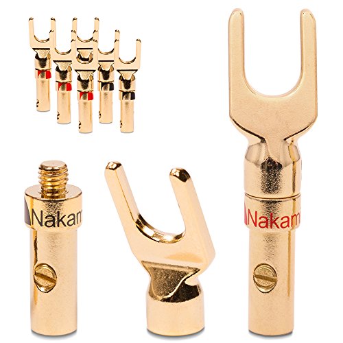Nauc 8 capicorda a forcella High-End di Nakamichi per cavi fino a 6 mm², placcati oro da 24K