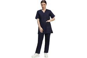 Styleville.in Womens Scrub Suit - Ideal For Doctors, Nurses, Dentists And Healthcare Professionals, Navy Blue