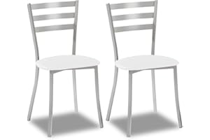 ASTIMESA SCRRBL Dos sillas de Cocina, Metal, Blanco, Altura de Asiento 45 cms