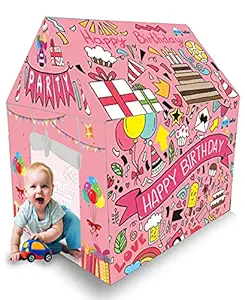 FunBlast Happy Birthday Tent House for Kids - Play Tent House for Children, Girls and Boys (Pink)
