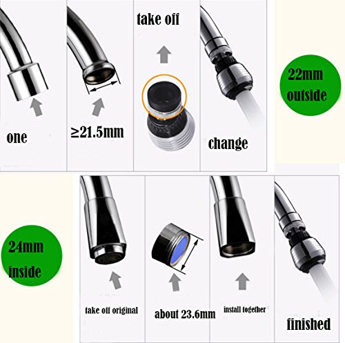 MPHEASYGO 360 drehbarer Kopf Filter, entfernt Chlor mit Ersatz Filter, mehrere Einstellungen, Multifunktions, deutlich Pure Dusche Head - 6