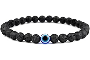 Lameybrt Natürlicher Achat Böses Auge Armband für Herren, Schutzarmband