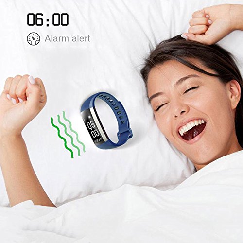 ROGUCI Smart Armband Wristband, IP67 Wasserdichte Blutdruck Oxygen + Oximeter Herzfrequenz Müde Monitor Fitness Schlaf Gesundheit Tracker, Smart Sport Tracking Armband Für iOS 8.0 Android 4.4, tägliche Laufleistung Pedometer Schritt Zähler Kalorien verbrannt Messung Call SMS Erinnerung Sesshaft,Blau - 8