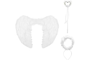 Kitimi Ali Angelo Ali Fata Bambina Costume da Angelo Bianco Ali da Angelo Bianche Halloween e Carnevale