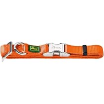 HUNTER POWER GRIP VARIO BASIC Hundehalsband – Gepolstertes Nylon, Größe M, Orange