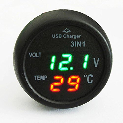GYMNASTIKA 3 in 1 Multifunction USB Car Charger Digital Voltmeter Thermometer Rapid Charging for iPhone Samsung