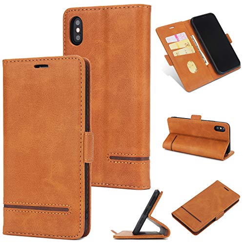 Preisvergleich Produktbild iPhone XS Max (6.5 Zoll) Handyhülle [Premium Leder] [Standfunktion] [Kartenfach] [Magnetverschluss] PU Schlanke Leder Brieftasche für Apple iPhone XS Max (6.5 Zoll) (3)