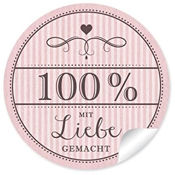 72 Sticker „Made With Love“ – Weiß, Rund, Matt, 4 Cm – Für Geschenke, Karten & DIY