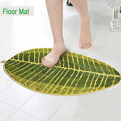 Soft Microfiber Shaped Oval Green Leaves Rug Non Slip Area Rug Contemporary Living Bedroom Washable Rugs Carpet Floor Mat