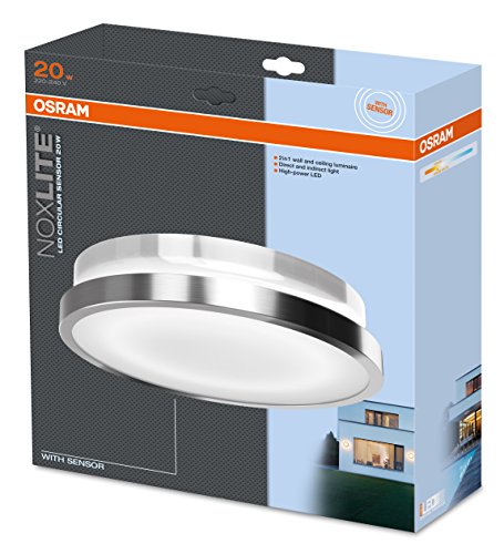 OSRAM LED-Wandlampe / Noxlite /silber / Bewegungsmelder / Dämmerungssensor / Außenleuchte / 20 Watt / warmweiß-3000K - 3