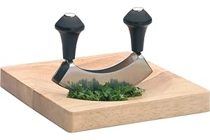 KitchenCraft We Love Food Set Mezzaluna in Acciaio Inox, Nero, 20 cm