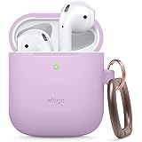 elago Silicone Case with Keychain Designed for Apple AirPods Case [Front LED Visible] [Lavender]
