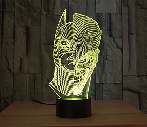 SmartEra® Two Face Man Joker und Batman 3D Abstrakt Visuelle 7 Arten von Farben ändern Touch Tasten USB Schreibtischlampe - 2