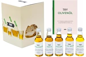 ‎TRY FOODS TRY Olivenöl Geschenkset - Probierbox mit Olivenölen extra nativ aus Italien, Spanien, Griechenland & Portugal [5x50ml] - Feinkost Geschenkset für Kochliebhaber