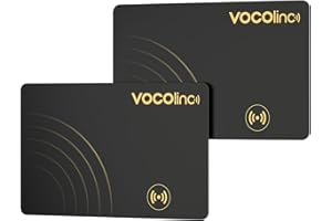 VOCOlinc Air Tag Card Ultra Fin 1.6mm, Bluetooth Tracker Localizador Compatible con Apple Buscar App (Solo iOS, NO para Android), Buscador de Objetos para Cartera, Maletas, Pasaporte, Negro, 2 Pack