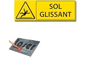 MYGOODPRICE Plaque gravée autocollante 30x10 cm "Sol glissant" fond jaune