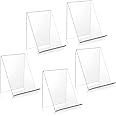 hicoosee 5 Pieces Clear Acrylic Book Stand, Transparent Book Display Stand for Displaying Books, Notebooks, Picture Albums, Picture Books, Menu, Magazine
