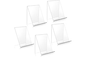 hicoosee 5-Piece Clear Acrylic Book Stand - Transparent Display Stand for Books, Notebooks, Picture Albums, Menu, Magazine
