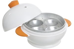 Joie Microwave Egg Boiler – 4-Egg Cooker for Hard & Soft Boiled Eggs, Quick & Easy Breakfast Maker, BPA-Free, Microwave Safe, White