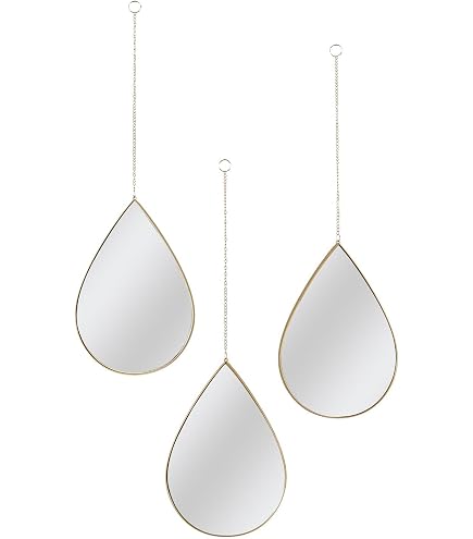 ATMOSPHERA Specchio Goutte – Metallo Dorato – 28,5 X 38 Cm – Forma Goccia
