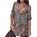 Produktbild Elecenty Damen Übergröße Jahrgang Bluse,Hemden Blumen Drucken Tops Oberteile Langarmshirt T-Stücke V-Ausschnitt Pullover Frauen Hemd Blusen Sweatshirt Haushemd Damenmode S-6XL (6XL, Grau)