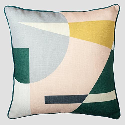 Cushoo - Abstract Geometric Cushion Cover w/ Contrasting Edge Piping - 45cm 18in