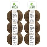 100% Merinowolle extrafine superwash in 35+ Farben (kratzfrei) - 300g Set (6 x 50g) - Baby Merino Wolle zum Stricken & Häkeln in 4 Garnstärken by Hansa-Farm - Braun