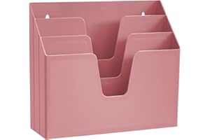 Acrimet Organizador Horizontal con 3 Compartimientos para Escritorio o Pared (Plástico) (Color Rosa)