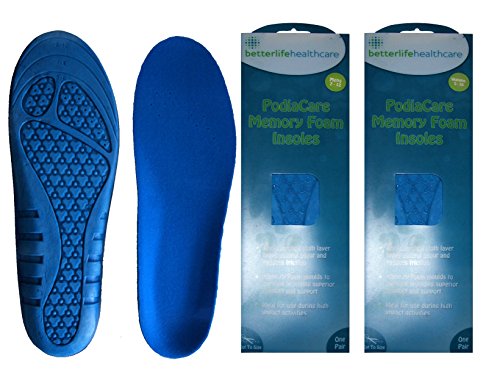 Memory Foam Comfort Insoles 1 Pairs Anti-bacterial Layer Foam Cushioning Men female choose size 5-12 cut to size (male 7-12)