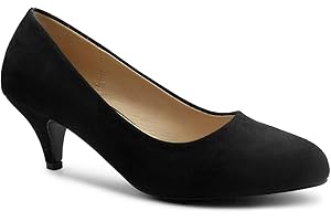 FASHION THIRSTY Womens Ladies Low Heel Court Shoes Comfort Pumps Smart Office Formal Work Party Wedding Occasion Heeled Court Heels Slip On Shoes