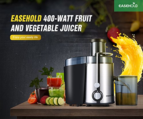 Easehold Elektrischer edelstahl Entsafter mit 400W – Intertek/GS geprüft Stainless Steel Juice Extractor Fruit Vegetable Juicer 2 Speed - 2