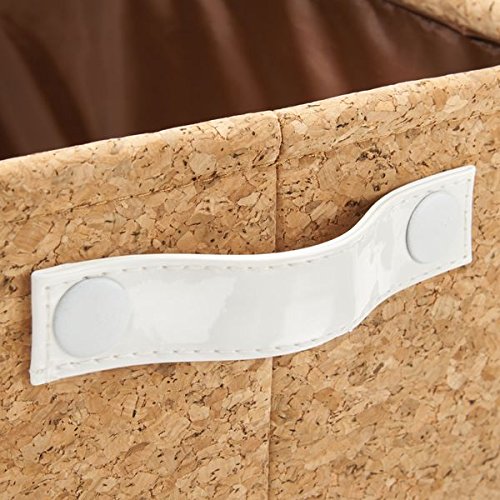 mDesign Aufbewahrungskorb für das Badezimmer – attraktiver Waschtisch Organizer aus Kork – wasserresistente Aufbewahrung für Handtücher, Lotionsflaschen, Kosmetika etc. – braun - 5