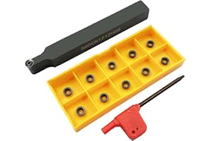 ASZLBYM 11pcs RCMT060204 MO Indexable Carbide Milling Inserts Blade Milling Cutter with 1/2"/12mm SRDCN1212H06 Indexable Carbide Milling Tool Holder Metal Lathe Cutting Tools