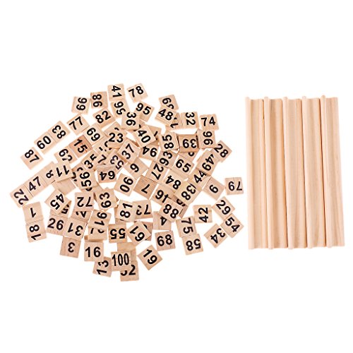 Baoblaze 100pcs Wooden Number Tiles Black Letters Cube Blocks with 5pcs Wooden Tile Trays Wood Crafts Embellishments