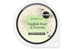 SASSY SCENTS Sassy Shop Wax - Scented Wax Melt, English Pear & Freesia - Organic Soy Blend Wax Melts - Luxurious, Long-Lasting Fragrances for Any Living Space - Vegan Friendly, XL Size 70g
