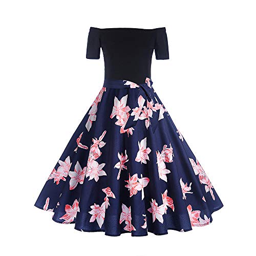 Vestidos De Fiesta Mujer Cortos Elegantes ImpresióN Vestido Coctel Corto Vintage 50S 60S Manga Corta Rockabilly Elegante Mujers Christmas Dress Beladla