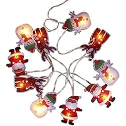 HAAC 10 LED cadena de luces Papá Noel Muñeco de nieve Reno de Navidad con 10 Figuras de Navidad, longitud 210 cm para Navidad Navidad