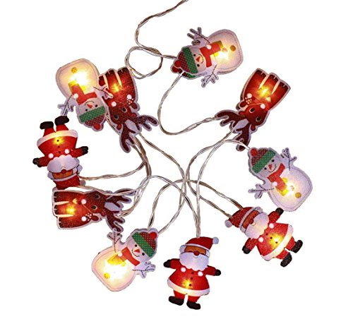HAAC 10 LED cadena de luces Papá Noel Muñeco de nieve Reno de Navidad con 10 Figuras de Navidad, longitud 210 cm para Navidad Navidad