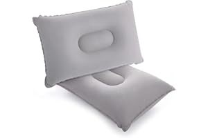 SUTAFOR Lot de 2 Coussins Gonflable de Camping Ultralégers Oreillers pour Les Voyages Les Excursions Coussin de Plage 34x22 cm, Gris
